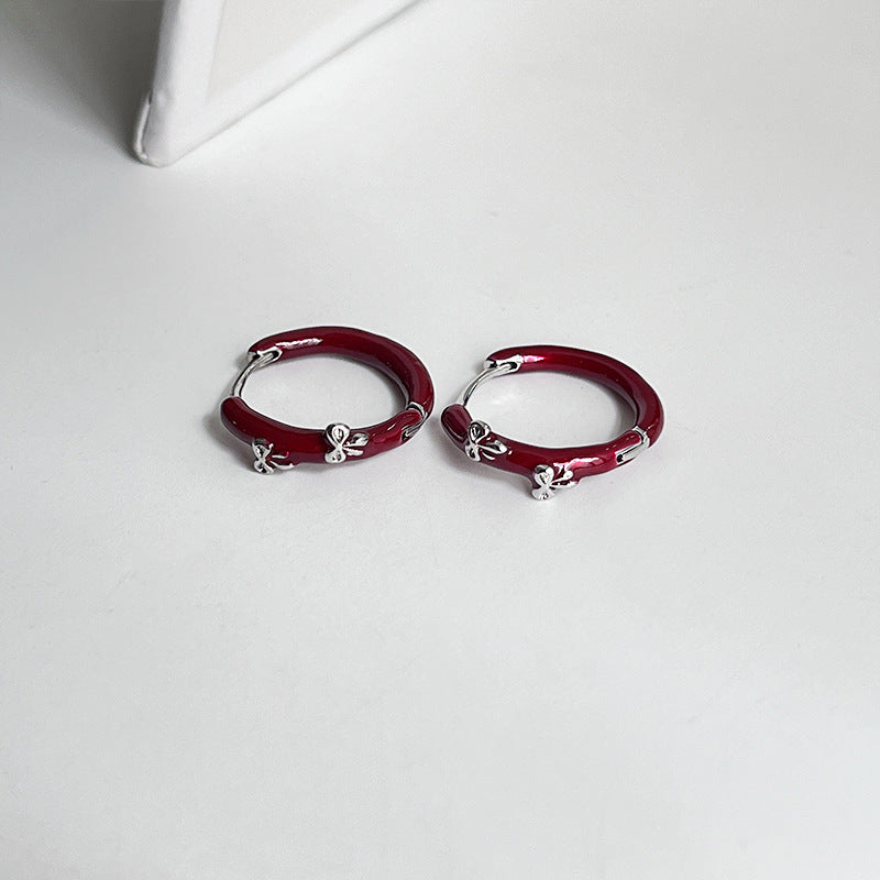 Women's Girlish Red Niche Exquisite Drip Glazed Earrings