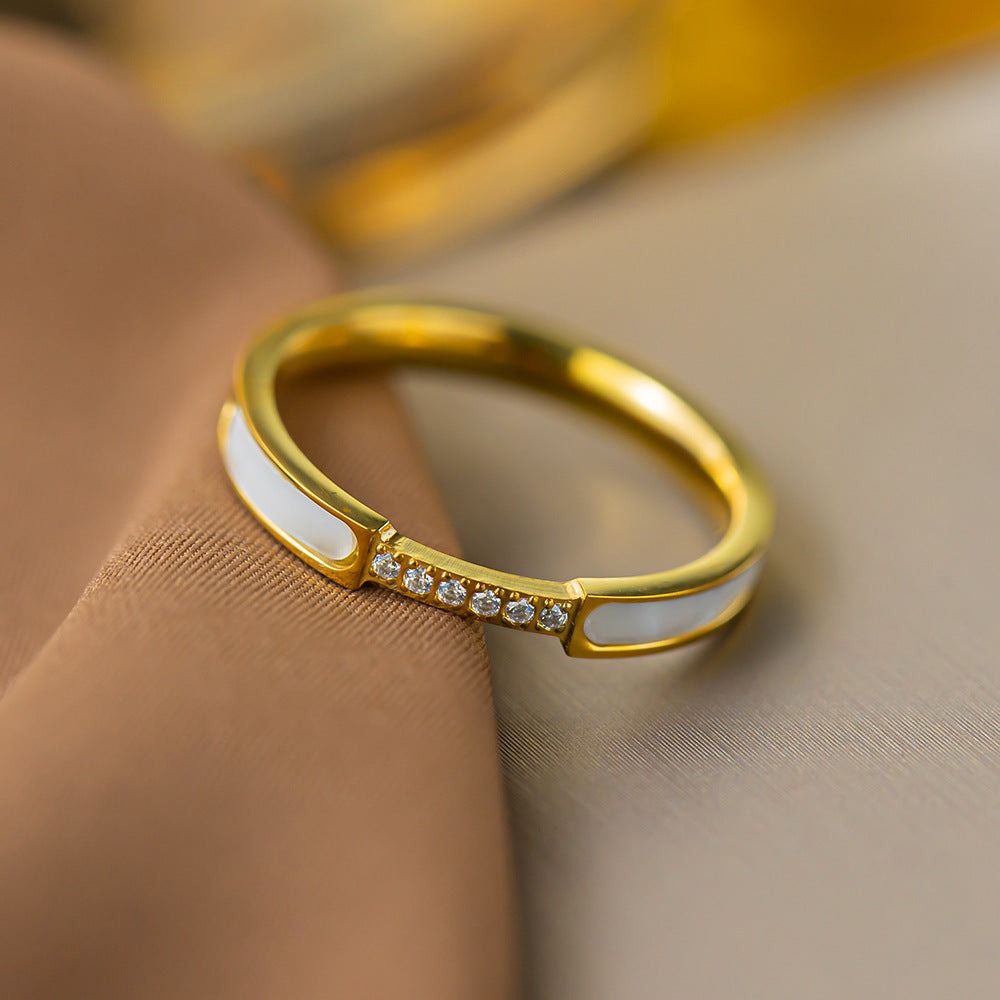 Titanium Female Simple Fashion Personality Style Gold Index Rings