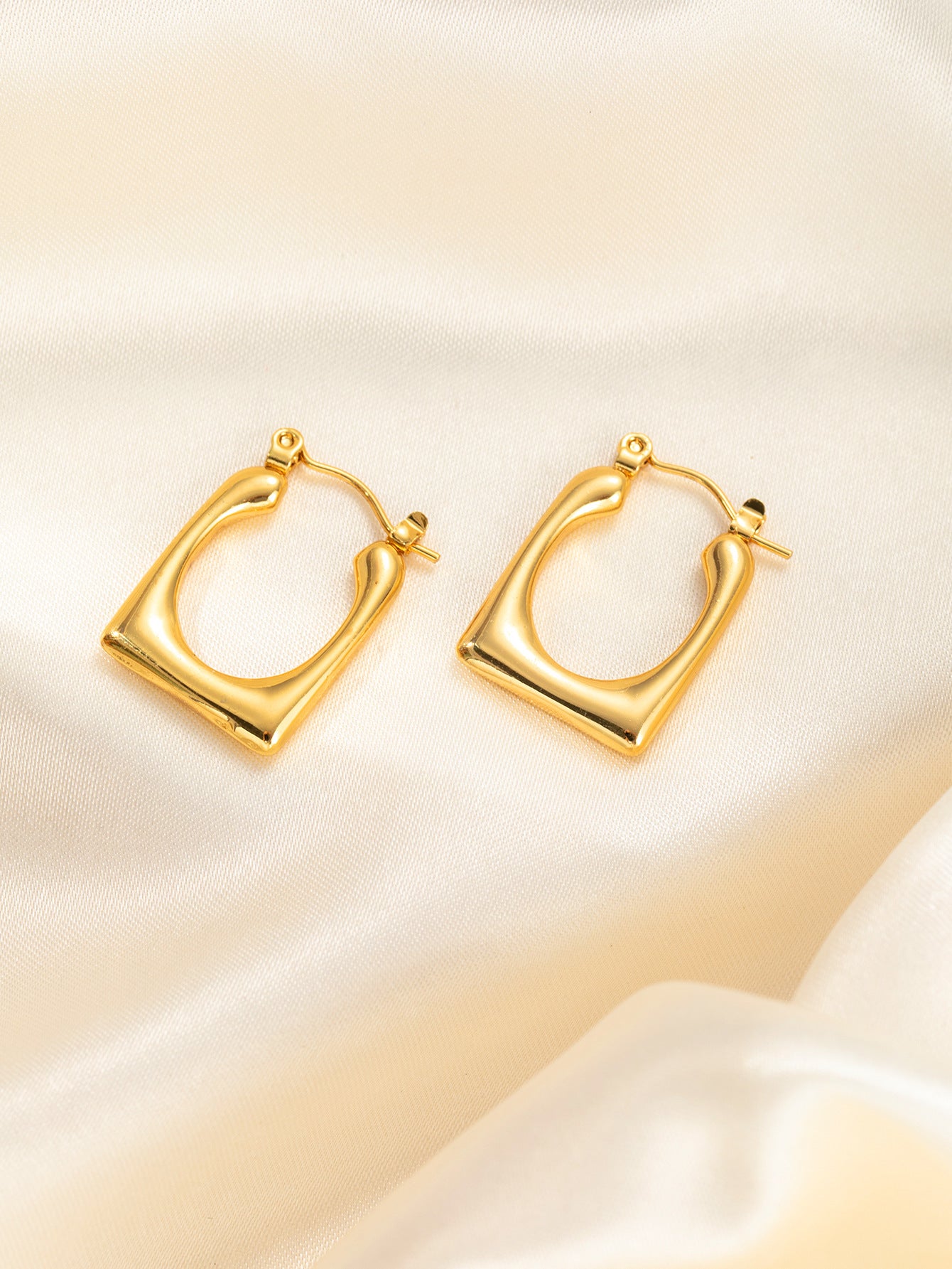 Stainless Steel Ginkgo Leaf Petals Golden Earrings