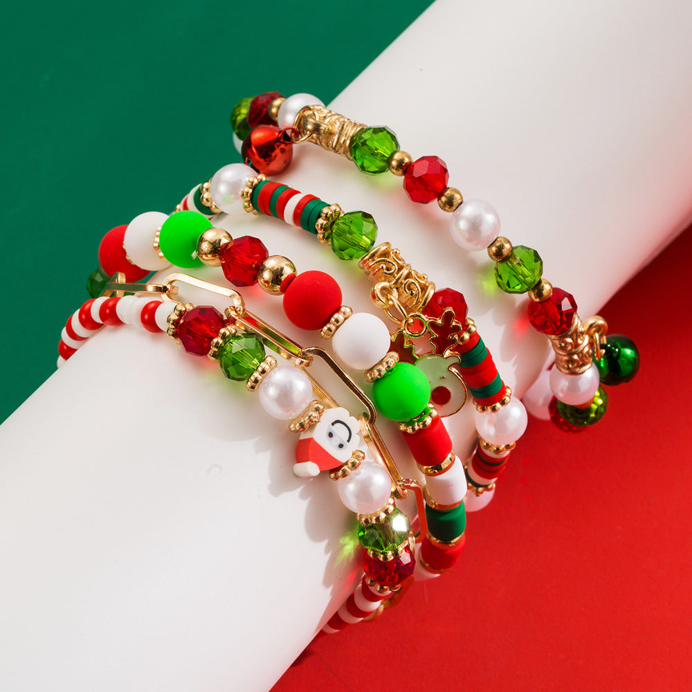Alloy Wreath Elk Red Green White Polymer Bracelets