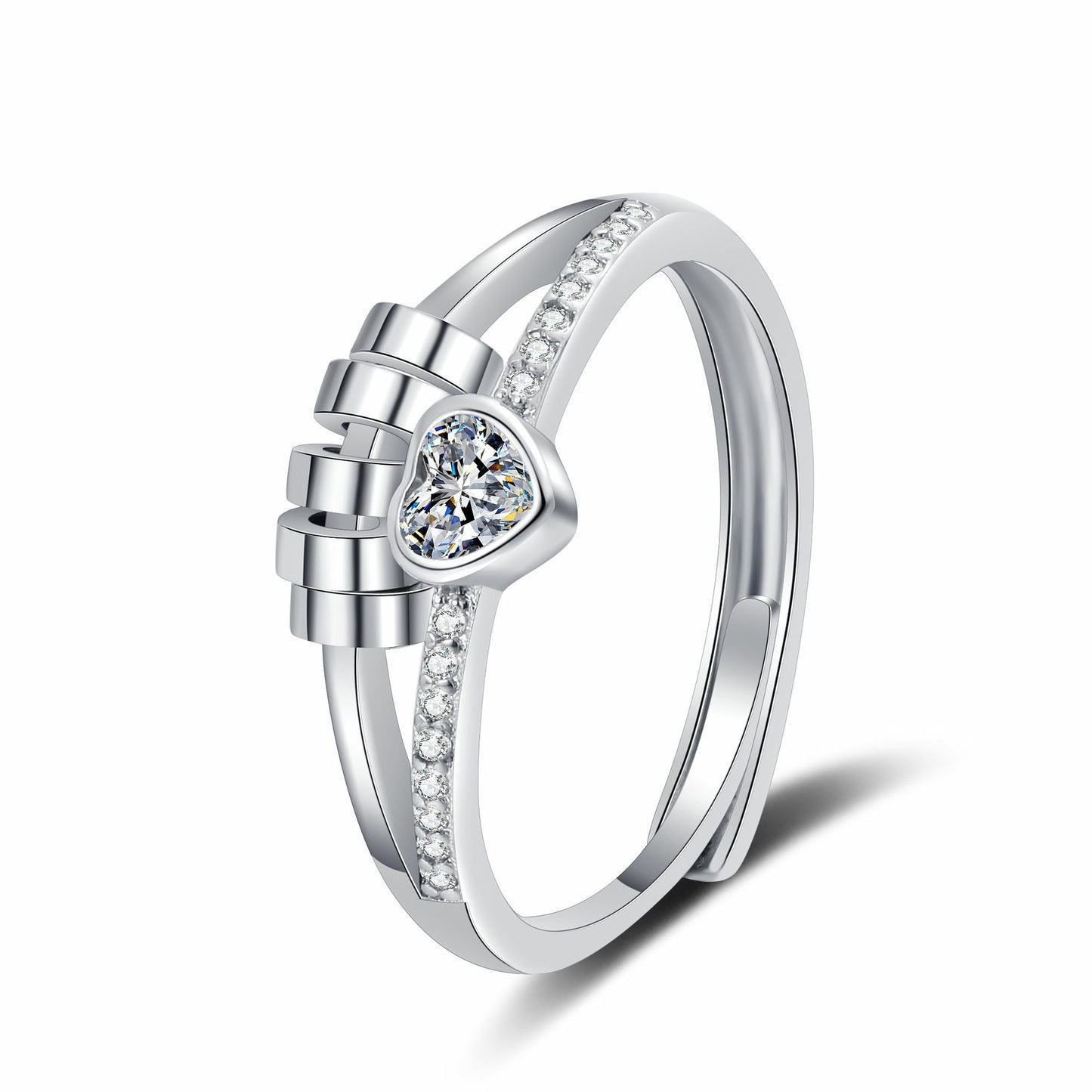 Women's Cool Style Heart Shape With Diamond Rings
