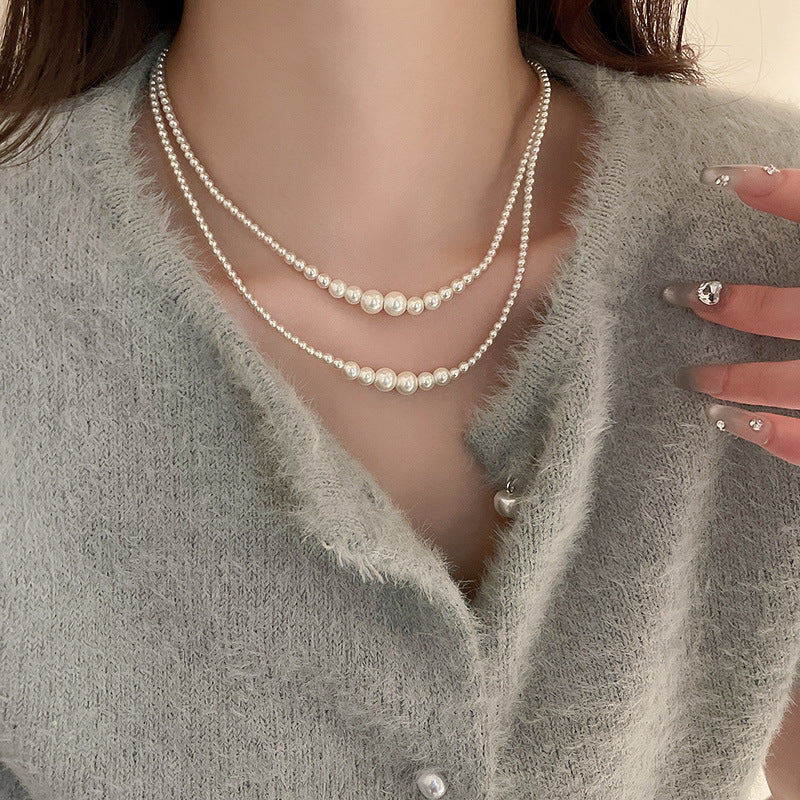 French Style Temperament Geometric Pearl Vintage Fashion High Necklaces