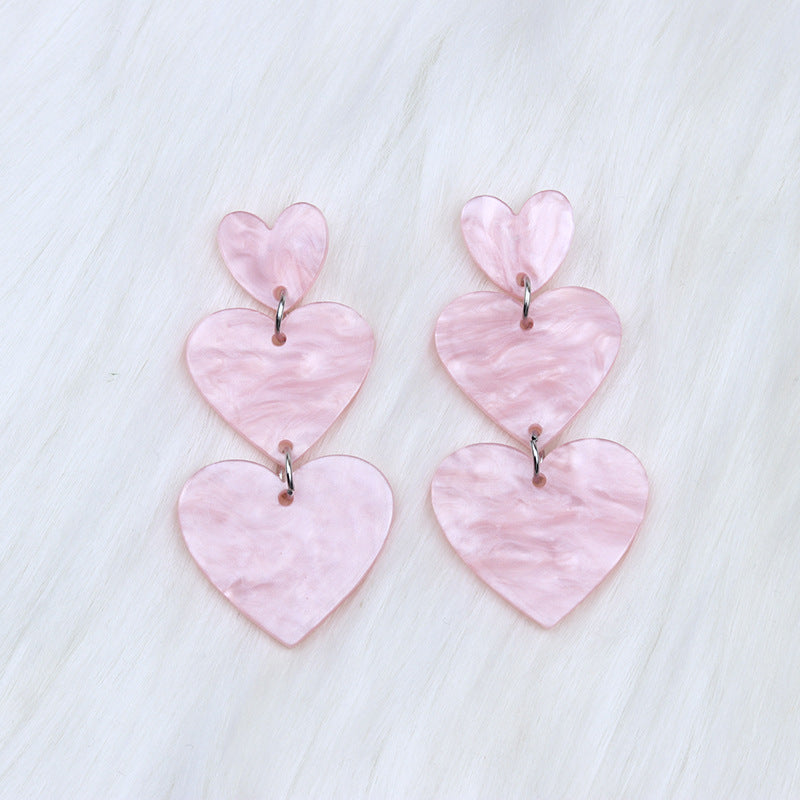 Women's Asymmetric Love Heart Acrylic Simple Fashion Personality Earrings