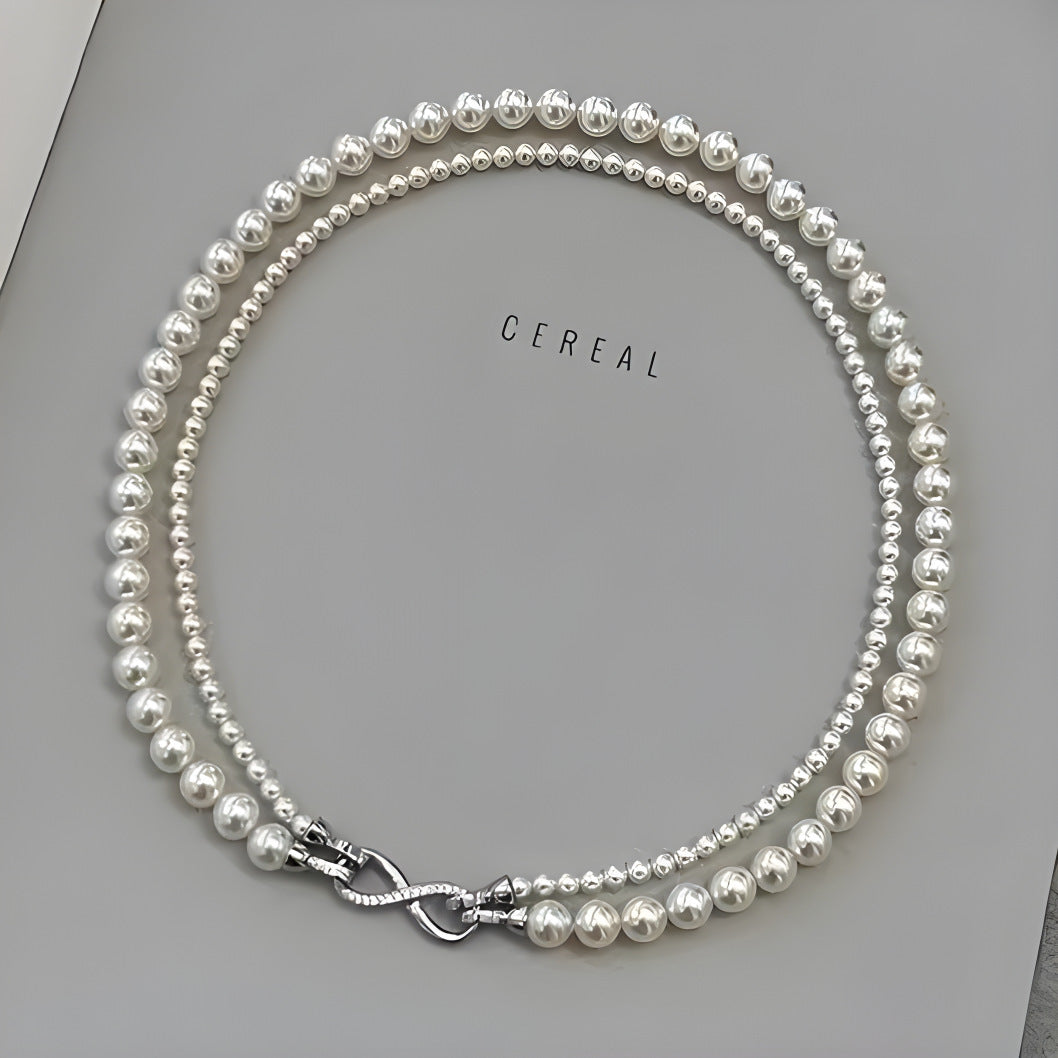 Double Layer Twin Temperament Pearl Sweater Chain Light Necklaces