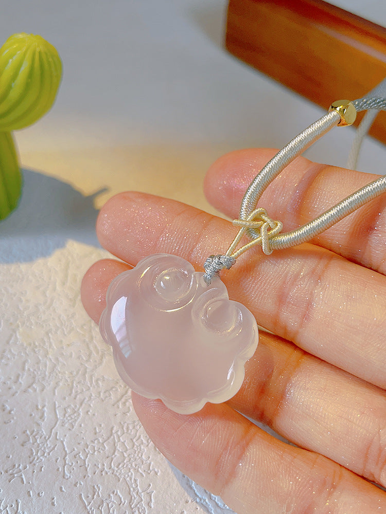 Buckle Chalcedony Fox Gourd Flower Moon Necklaces