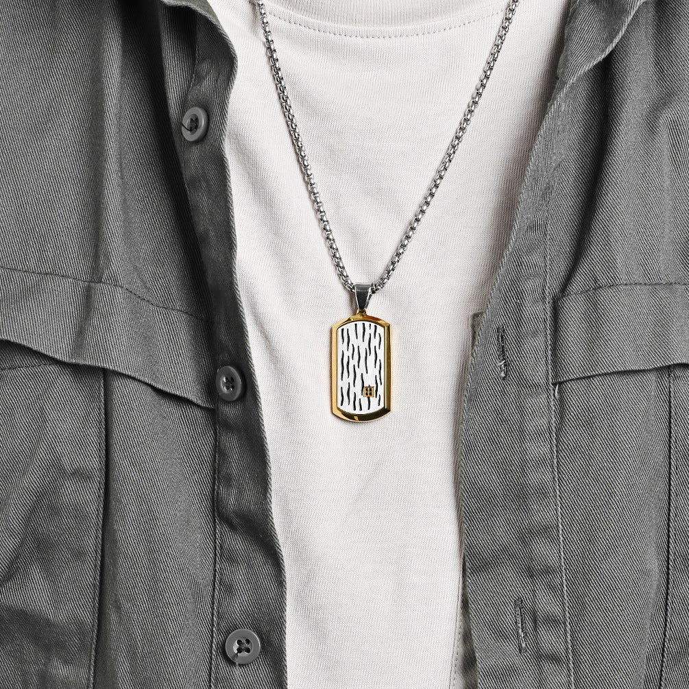 Men's Wave Ripple Series Three-dimensional Bevel Dog Necklaces