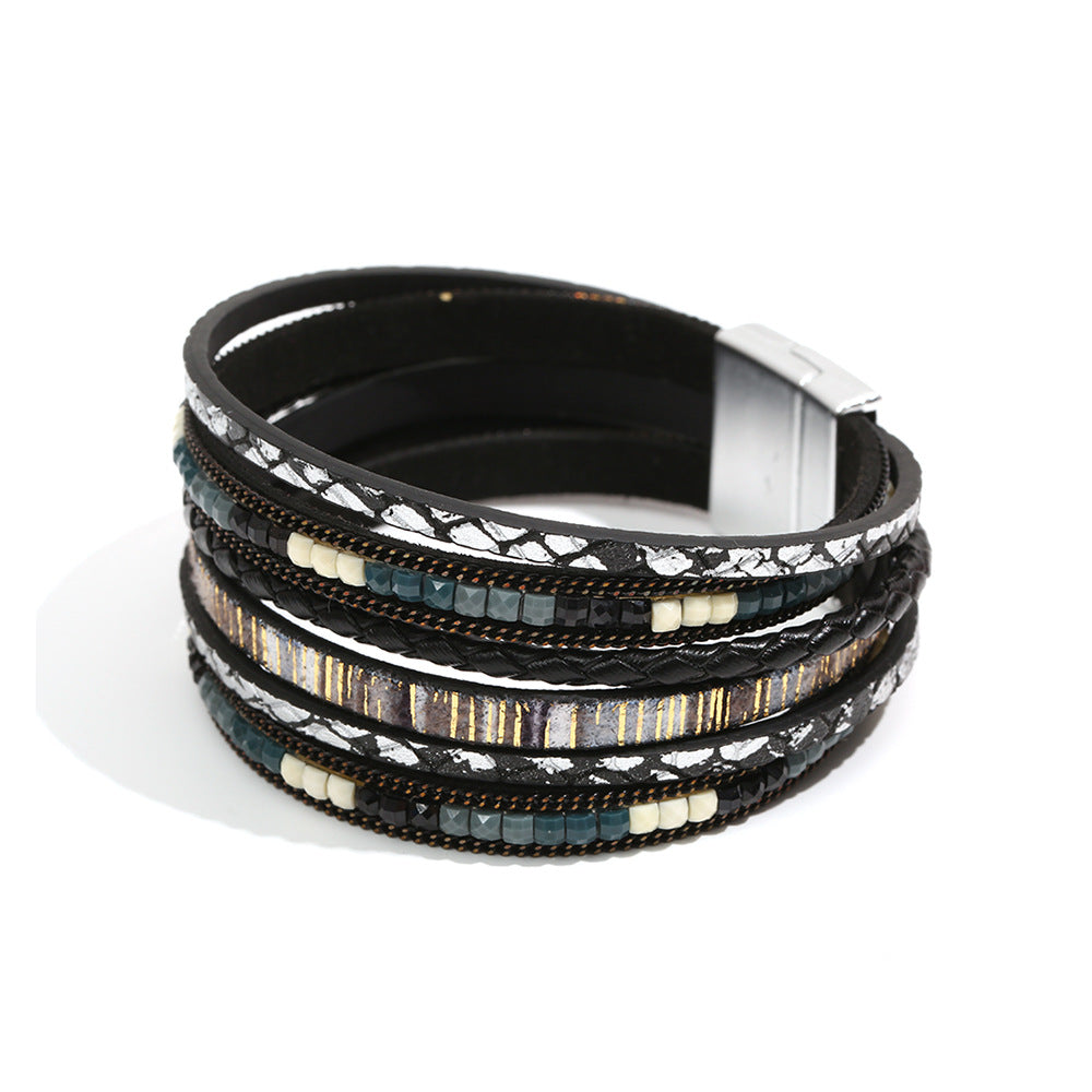 Bohemian Style Woven Magnetic Buckle Hand Strap Bracelets