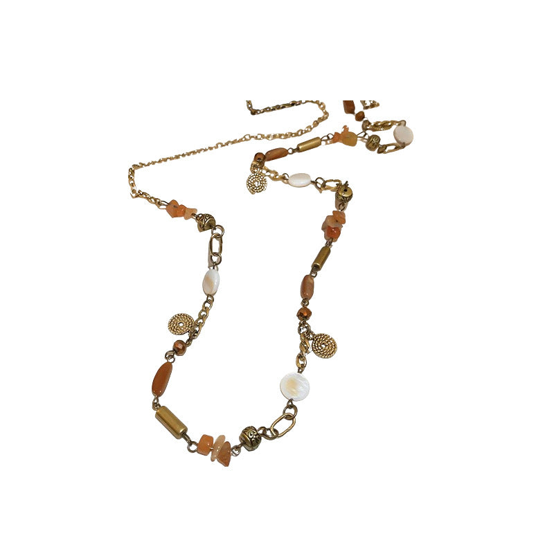 Women's Coin Tassel Beaded Retro Ethnic Style Gravel Long Necklaces