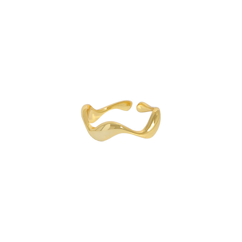 Special Interest Light Luxury Design Personality Irregular Flowing Sterling Rings