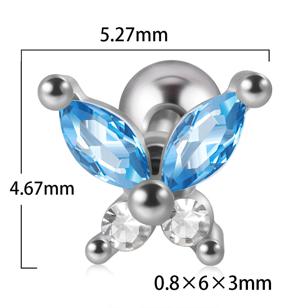 Stainless Steel Fashion Zircon Butterfly Personality Earrings