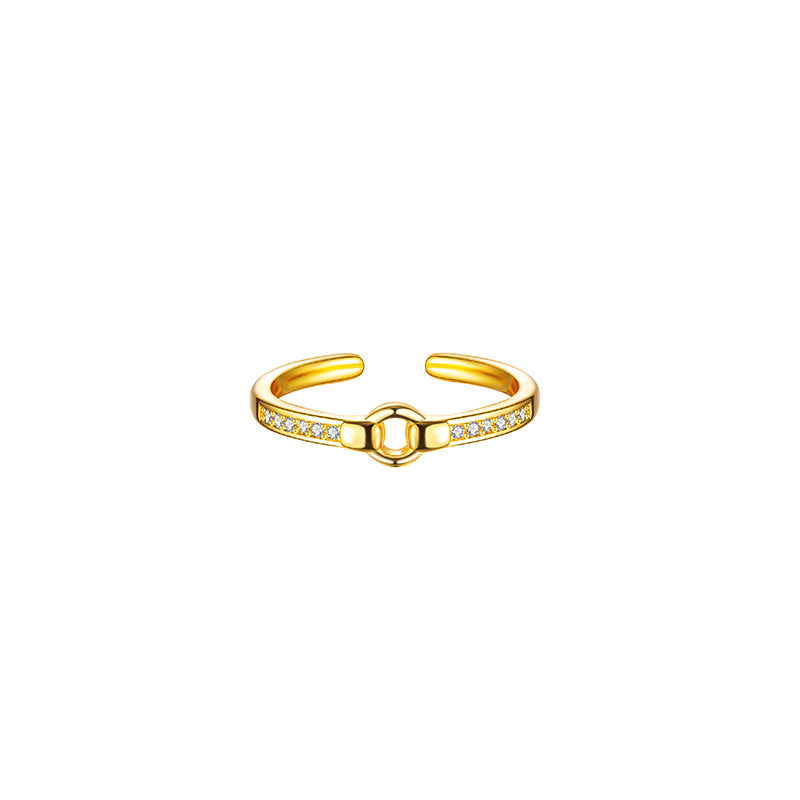 Rhinestone Round Female Style Niche Open Rings