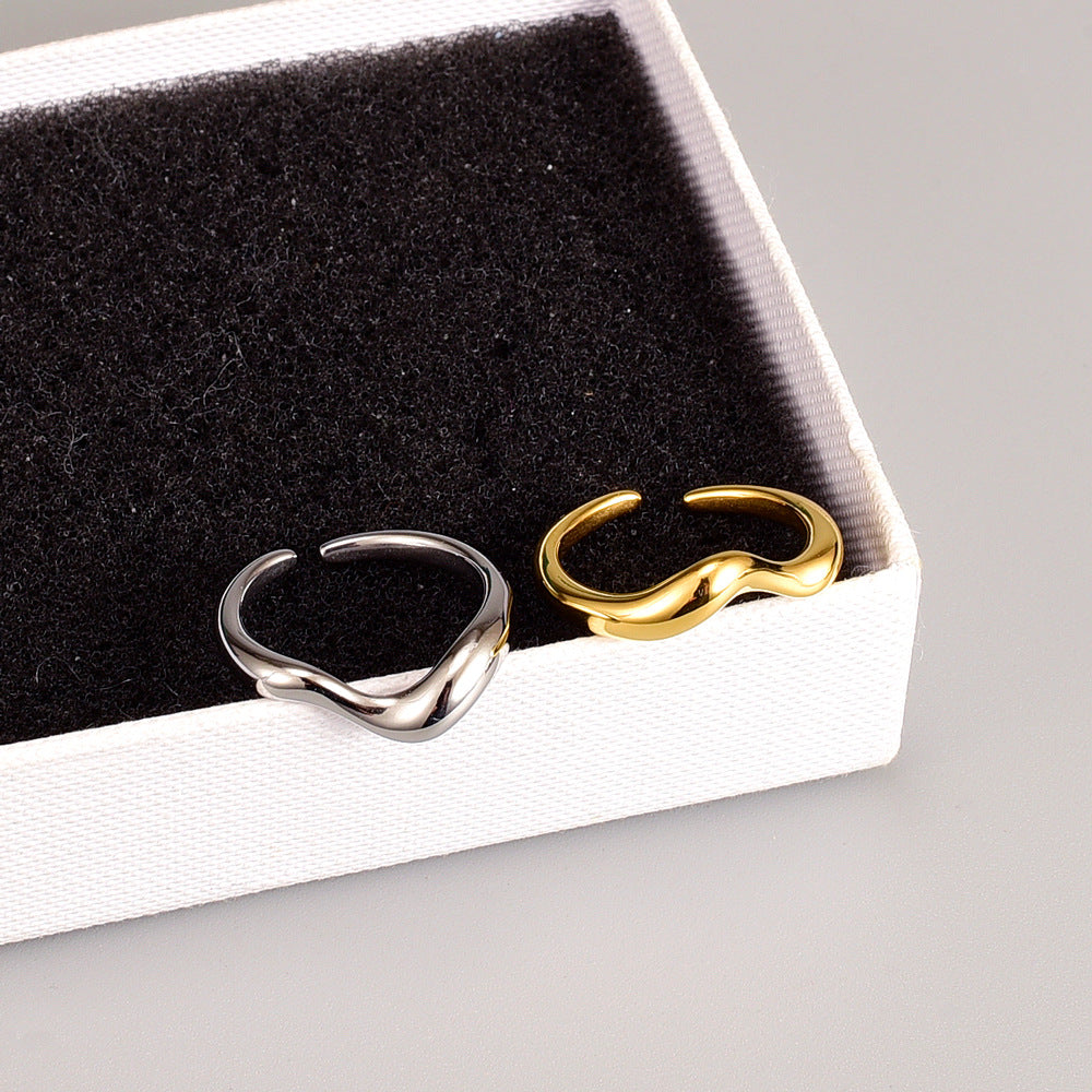 Women's Set Combination Wave Curved Titanium Steel Rings