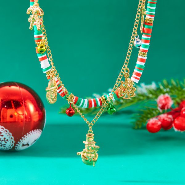 Durable Christmas Polymer Clay Beaded Style Necklaces