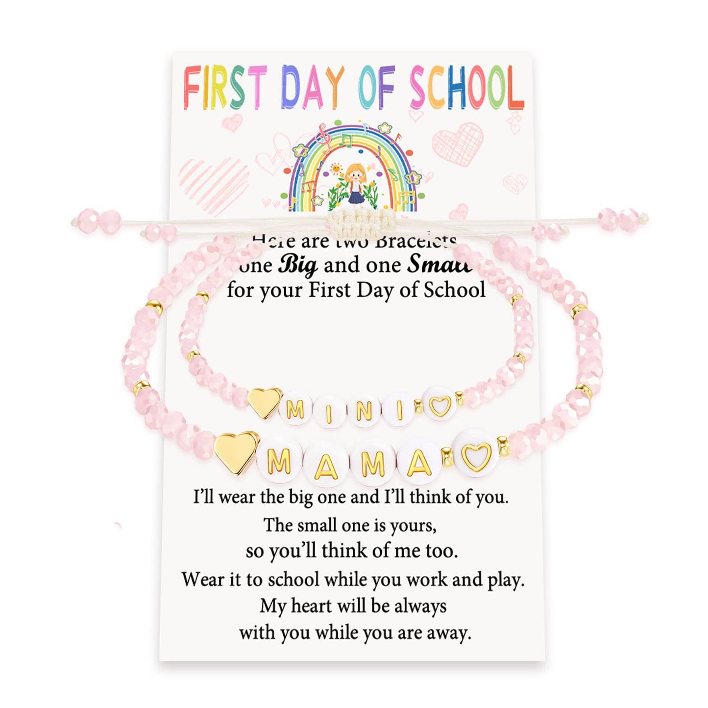School Pink Rhombus Bead Love Hand-woven Bracelets