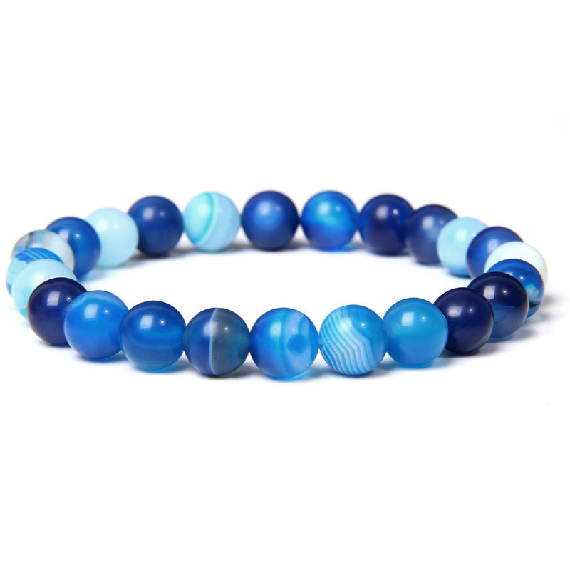 Men's Natural Stone Beads White Turquoise Elastic Bracelets