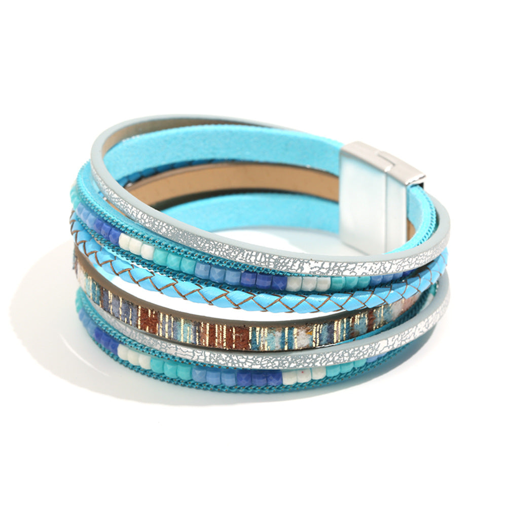 Bohemian Style Woven Magnetic Buckle Hand Strap Bracelets