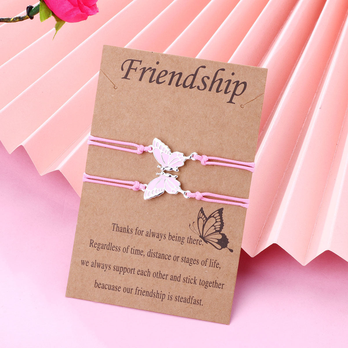 Butterfly Good Friend Alloy Wax Line Woven Friendship Bracelets