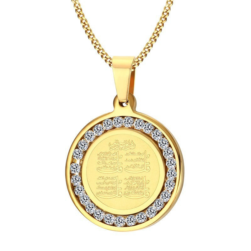 Men's Jewelry Stainless Steel Zircon Mantra Gold Necklaces