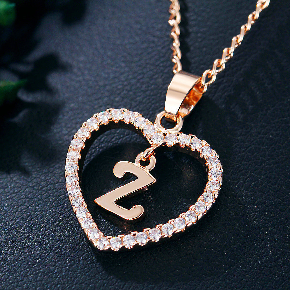 Letter Heart-shaped Zircon Jewelry Clavicle Chain Necklaces
