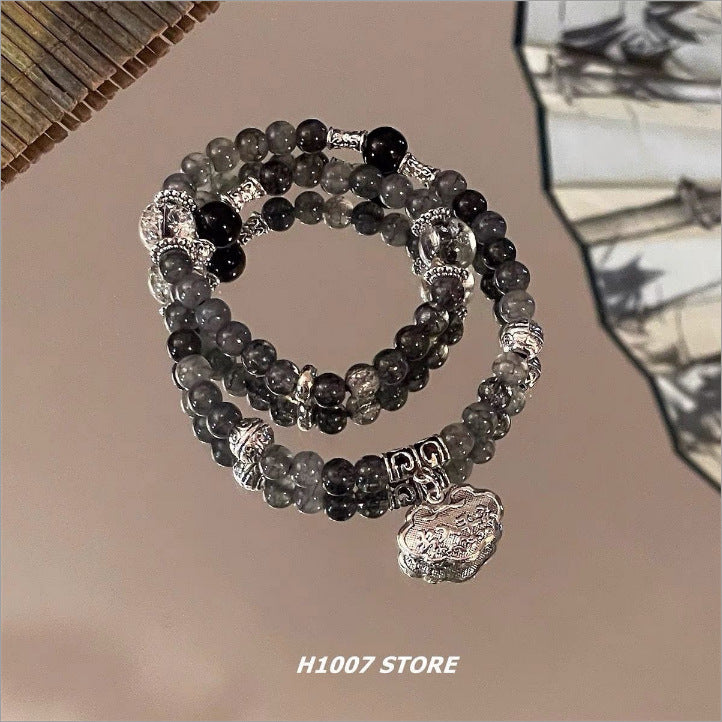 Women's & Men's Retro Black Beaded Light Luxury Minority Bracelets