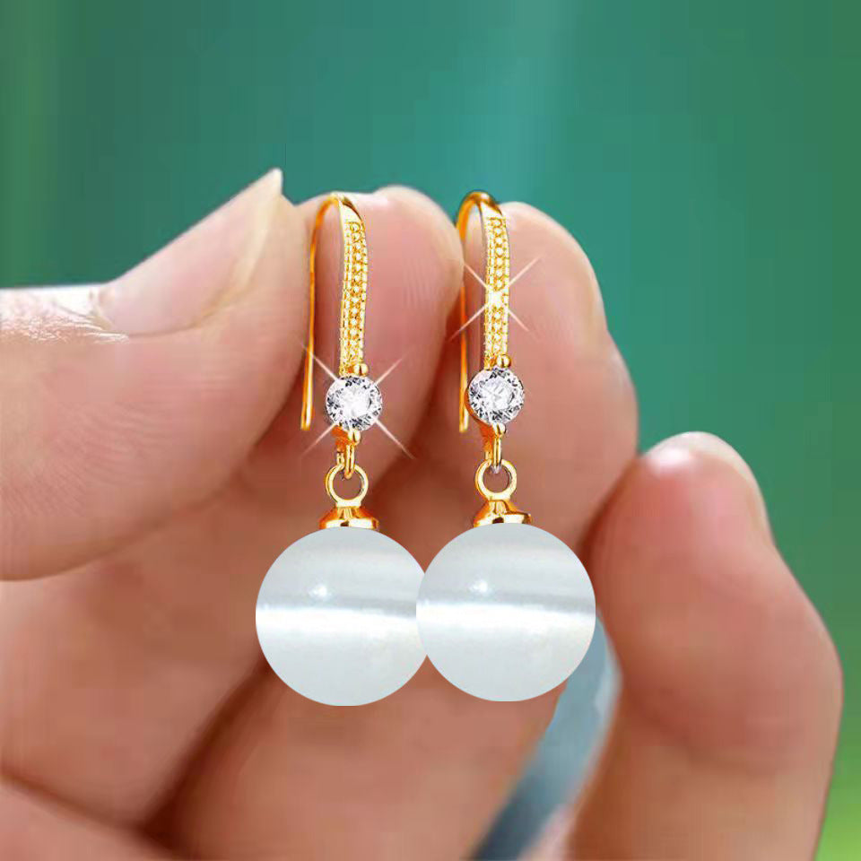 Yellow Red Blue Opal Ear Clip Female Zircon Delicate Earrings