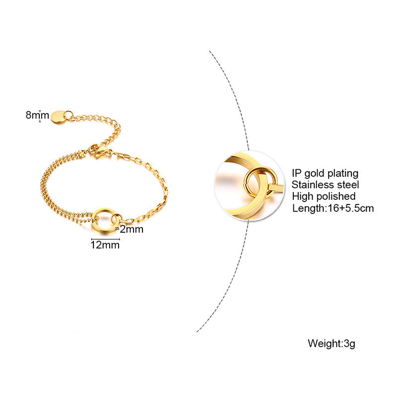 Simple Stainless Steel Golden Twin Fashion Bracelets