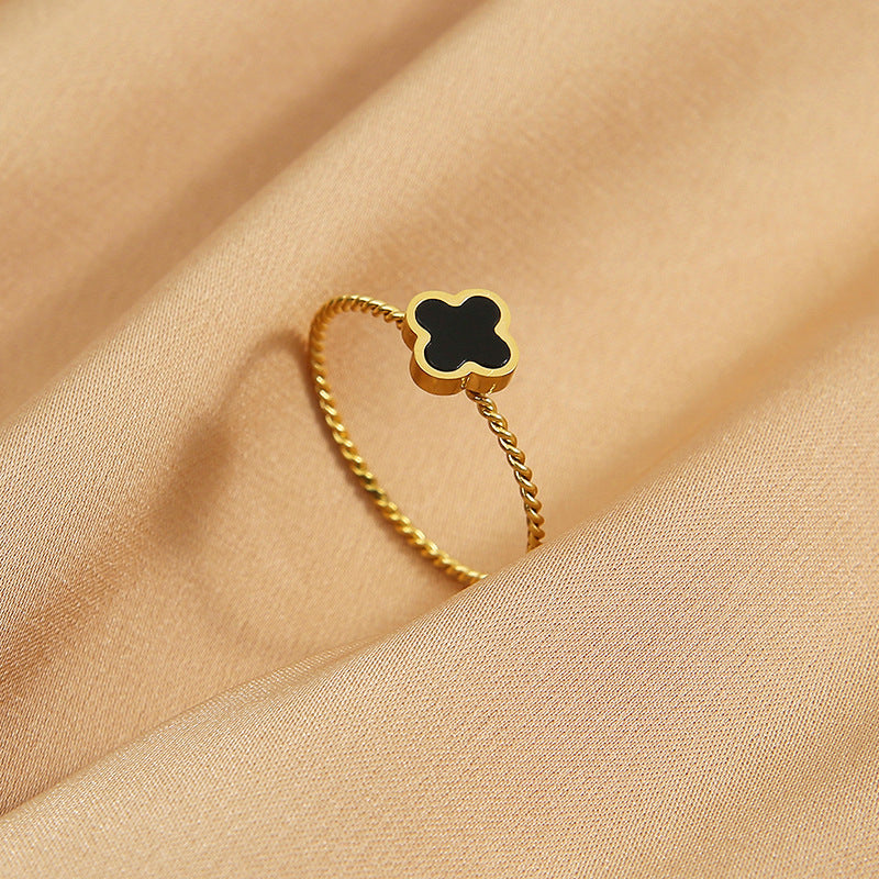 Titanium Female Simple Fashion Personality Style Gold Index Rings