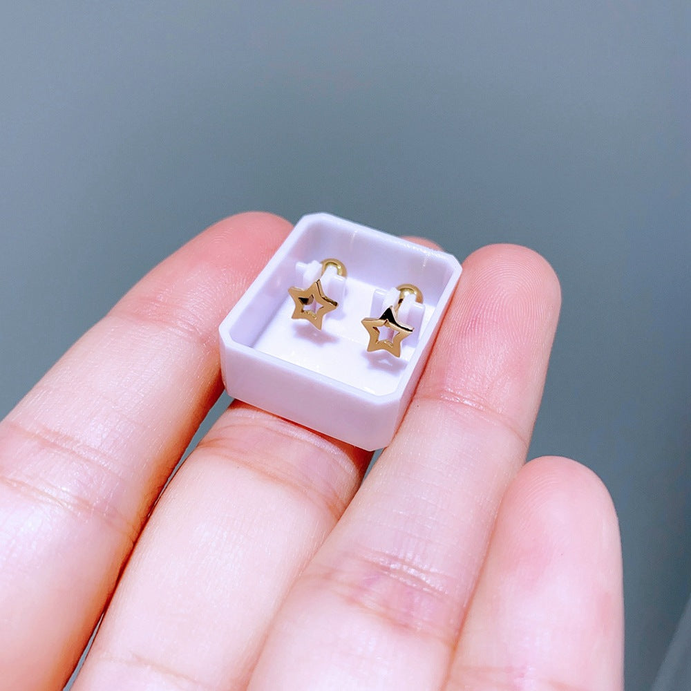 Basic Exquisite Small Glossy Metal Titanium Earrings