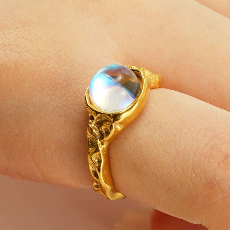 Titanium Steel Luminous Stone Open Female Rings