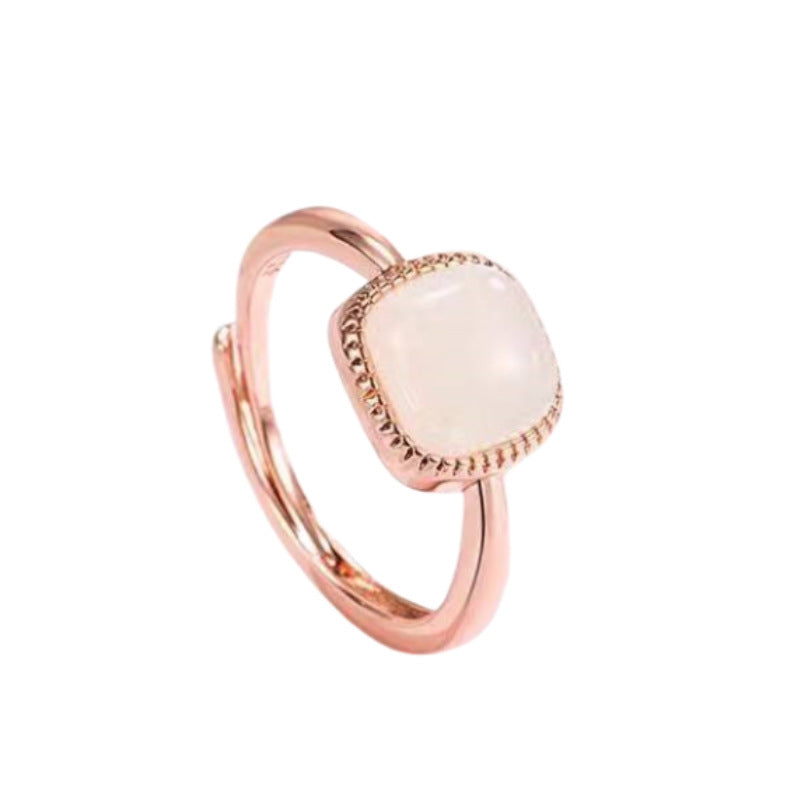 Jade Small Sugar Cube Female White Rings