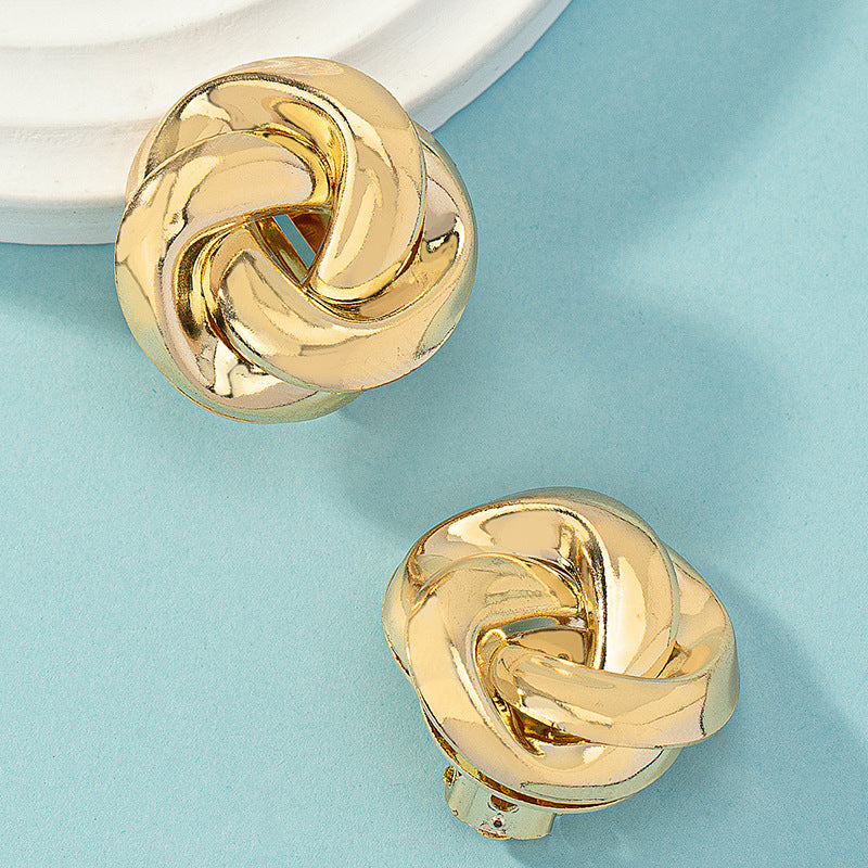 Elegant Metal Personality Button Hipster Retro Earrings