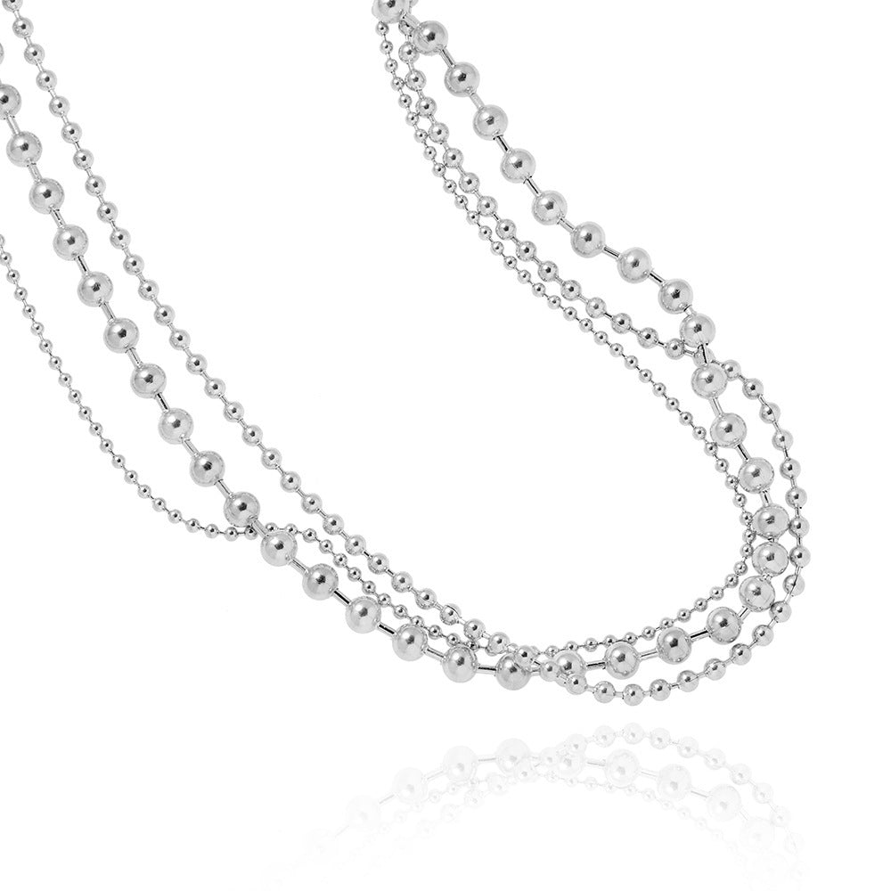 Women's Twin Round Beads Titanium Steel Design Necklaces