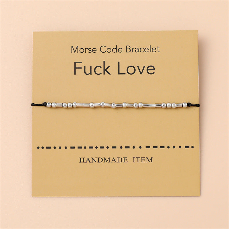 Password Creative Stainless Steel Beaded Card Wrist Bracelets