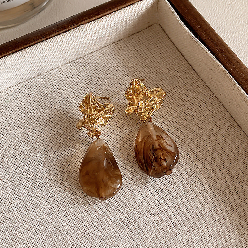 Women's French Retro Amber Elegant Design High-grade Earrings