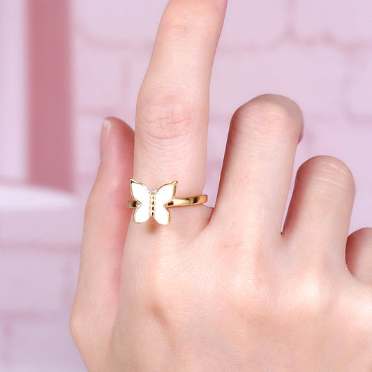 Women's Fashion Sweet Butterfly Spinning Simple Decompression Rings