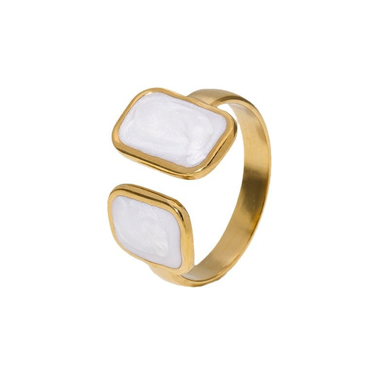 Women's Oil Dripping Open Fashionable Temperamental Gold Plated Titanium Rings