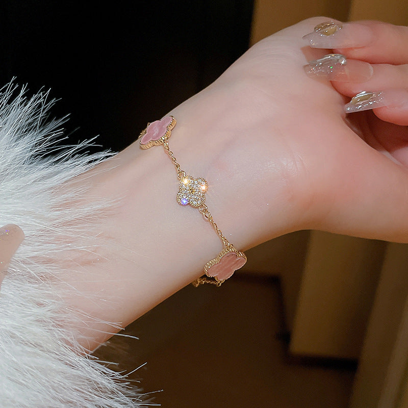 Women's Gold Electroplated Zircon Flower Imitation Fritillary Light Bracelets