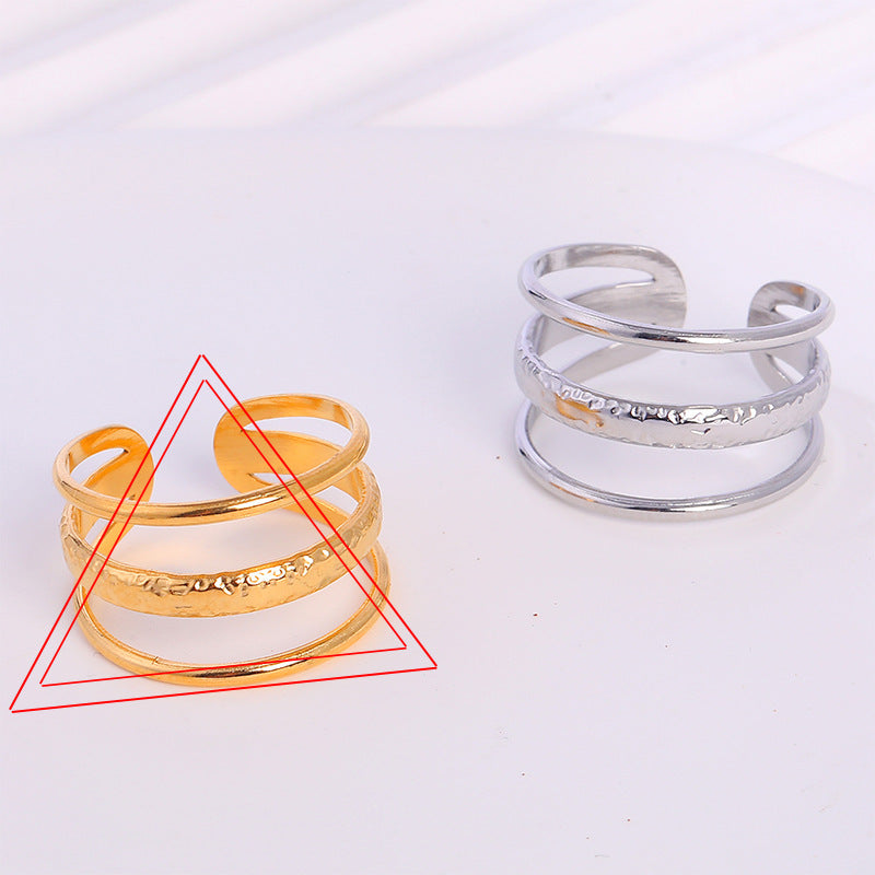 Steel Gold-plated Love Heart Flowers Glossy Rings