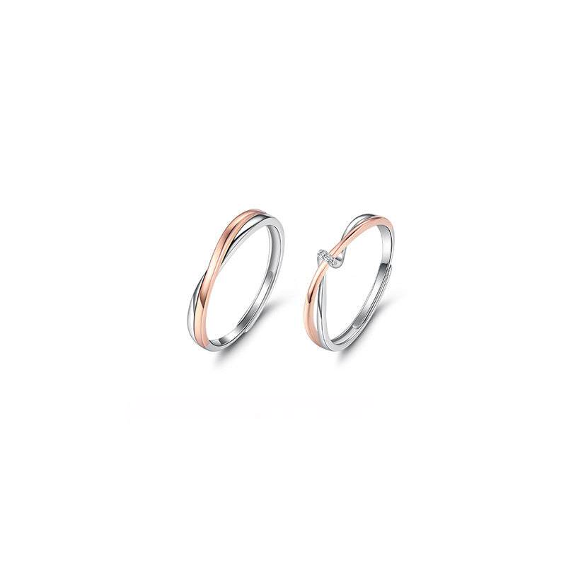 Women's & Men's Couple Sterling Sier Pair Of Double Rings