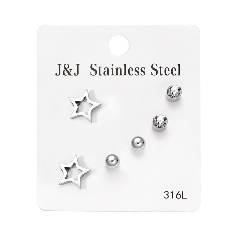 Pairs Heart Shape With Diamond Combination Earrings