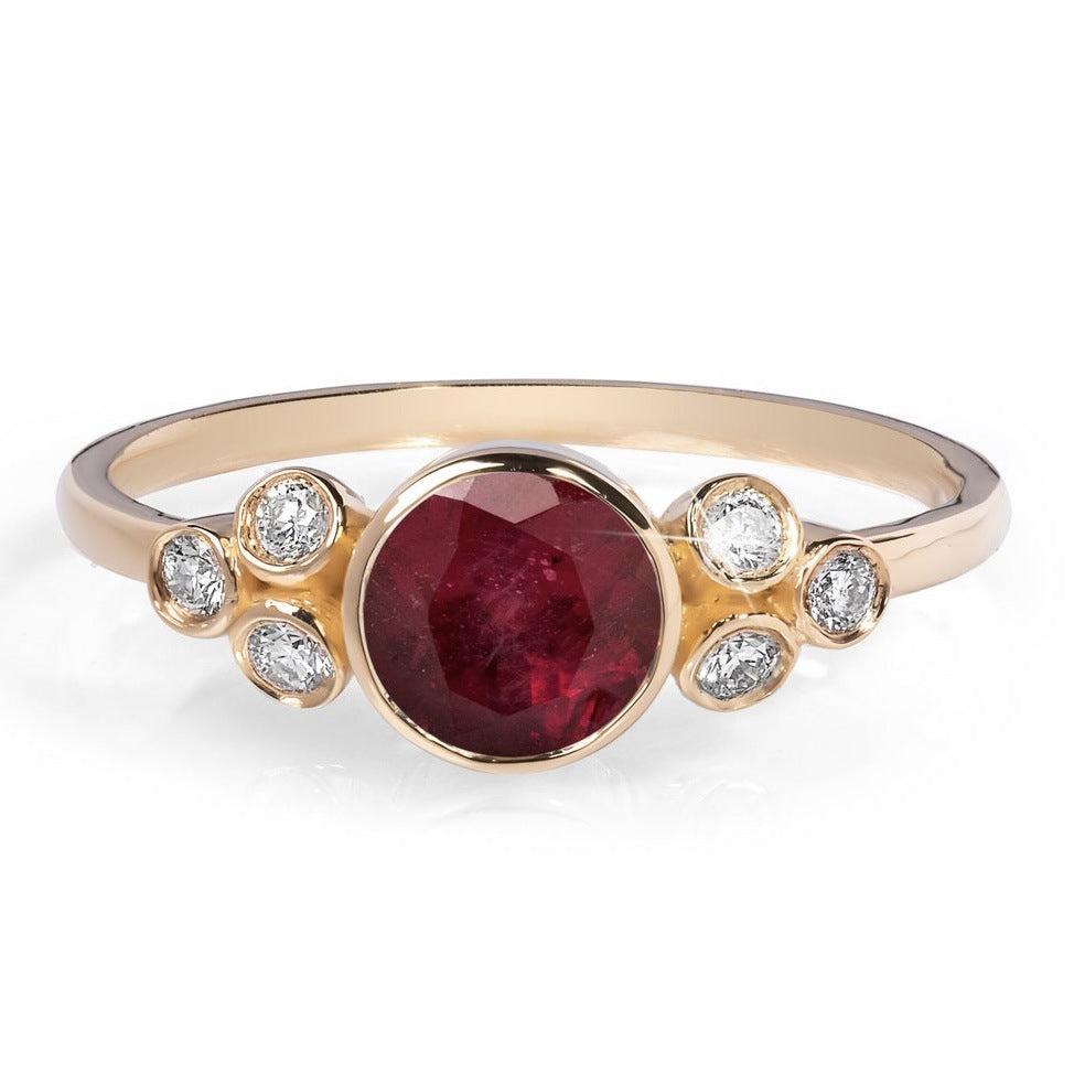 Women's Luxury Suit Engagement Cute Ruby Couple Rings