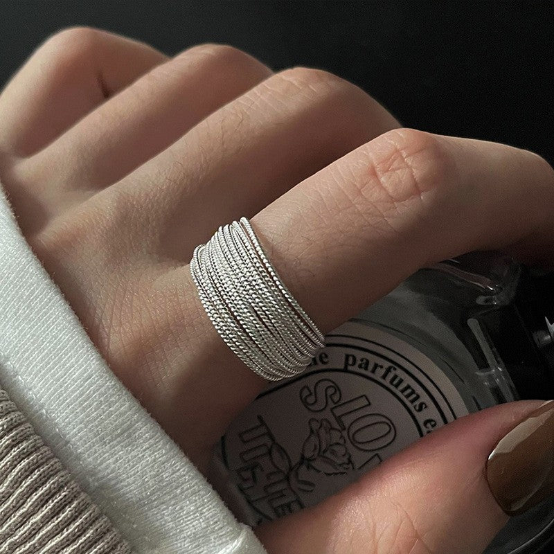 Women's Design Skirt Geometric Line Sier-plated Open Rings