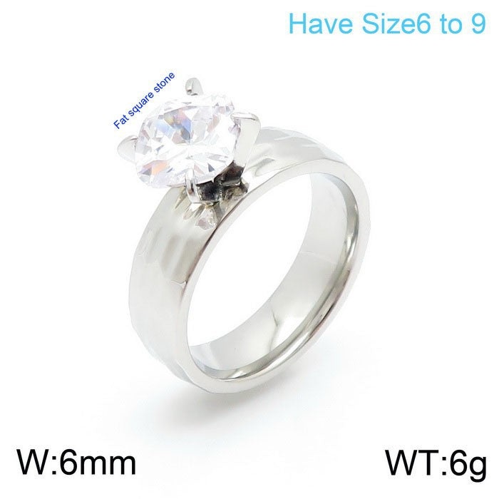 Jewelry Korean Titanium Steel Couple Simple Zircon Gold Plated Rings