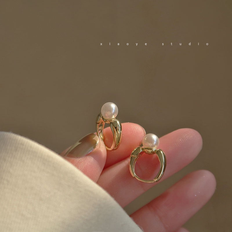 Women's Pearl High-grade Ear Simple Circle Clips Earrings