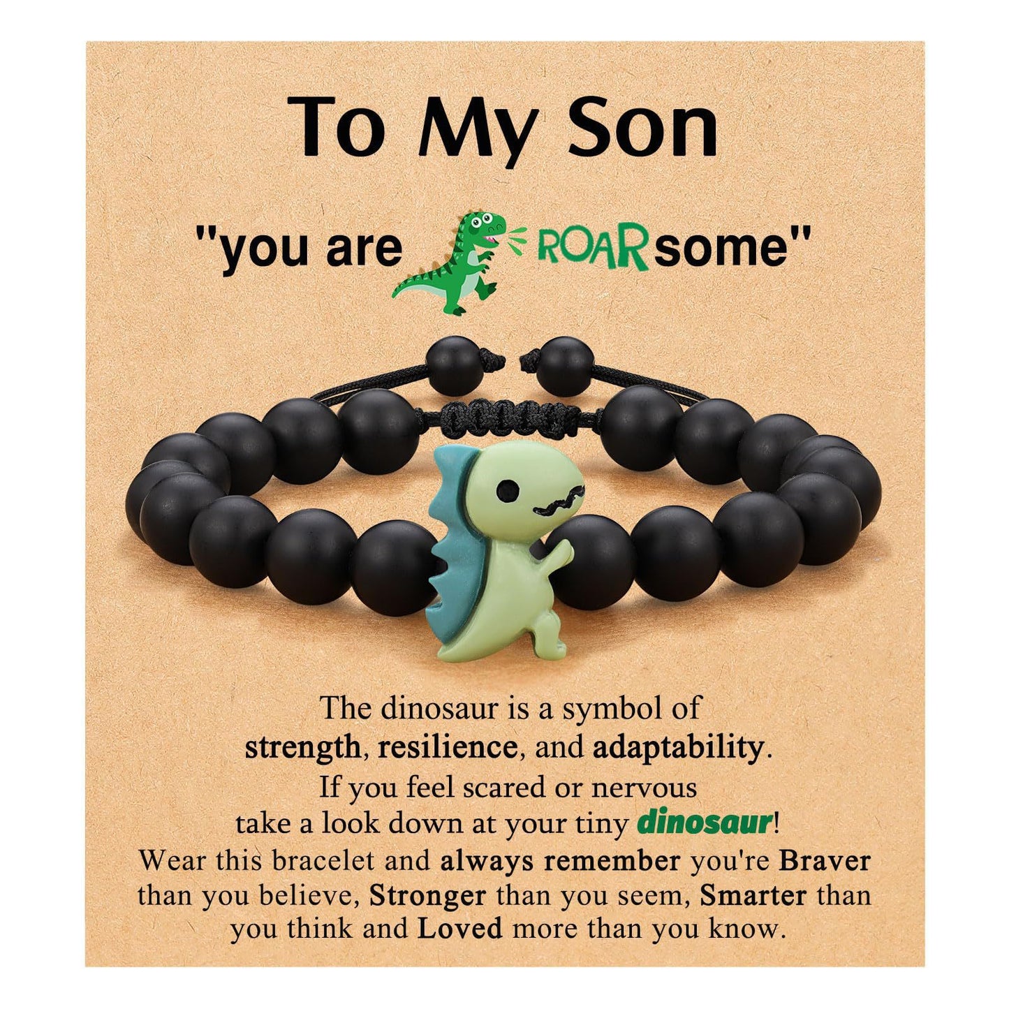 Children's Green Aventurine Adjustable Black Frosted Cartoon Bracelets