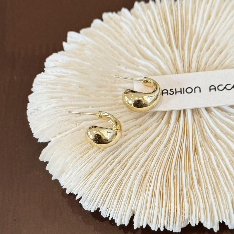 Women's Metal Glossy Shaped Simple Graceful Cold Earrings