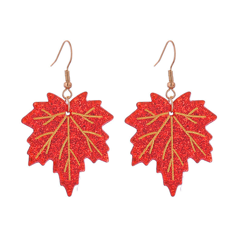 Autumn Thanksgiving Turkey Maple Leaf Party Funny Earrings