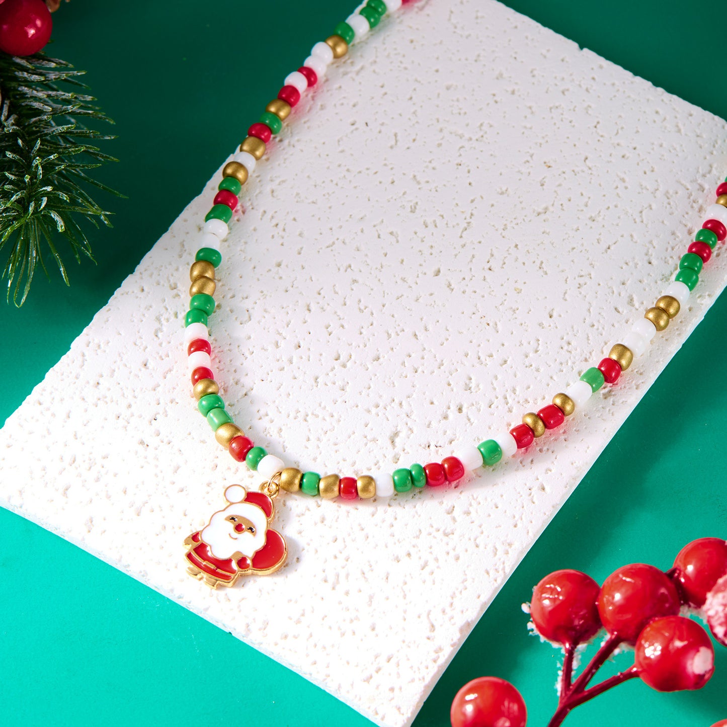 Women's Christmas Bead Fashion Santa Claus Tree Necklaces
