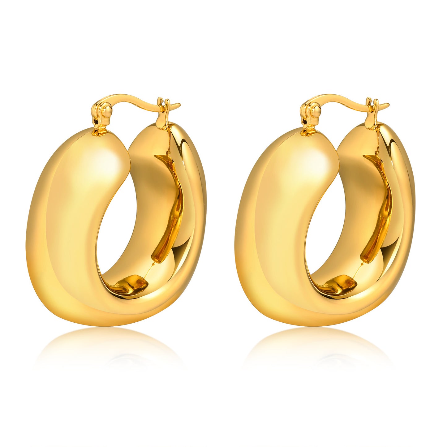 Stainless Steel Hollow Ear Gold Geometric Rings