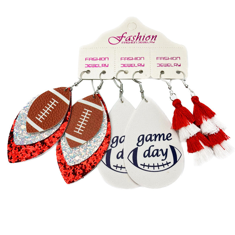 Suit Christmas Gift Football Rugby Softball Earrings